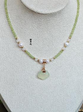 宝锁璎珞韶华记玉石古风项链岫玉