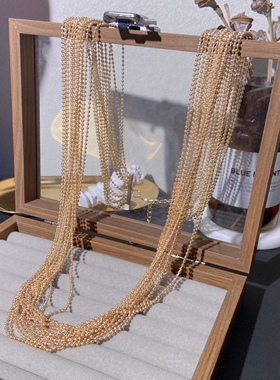 复古风长款气质流苏项链多层链条百搭潮流新款毛衣链夸张气质链条