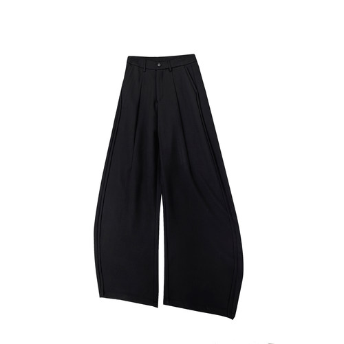 mountain tree弯刀裤立体剪裁阔腿双色西裤慵懒风纯色宽松休闲裤 - 图2