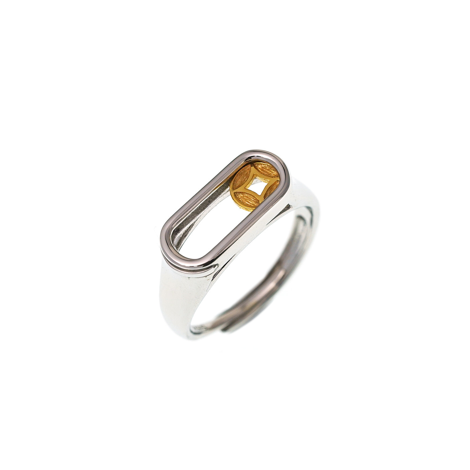 Also say oiij | Make money immediately | Original design 925 silver new Chinese saddle copper coin ring opening for good luck