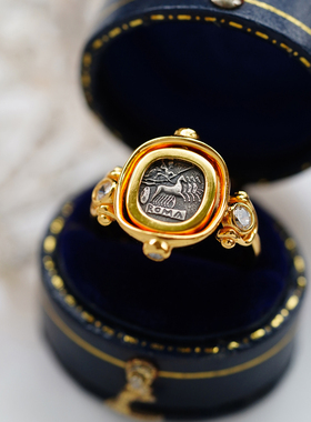 喻棠italks|双面神谕|925银镀金复刻古币戒指翻转双面可戴