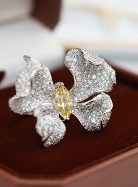 重工戒指纯银镀金复古