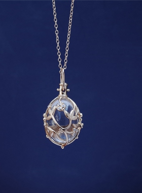 春之序曲925银镀金花枝水晶项链