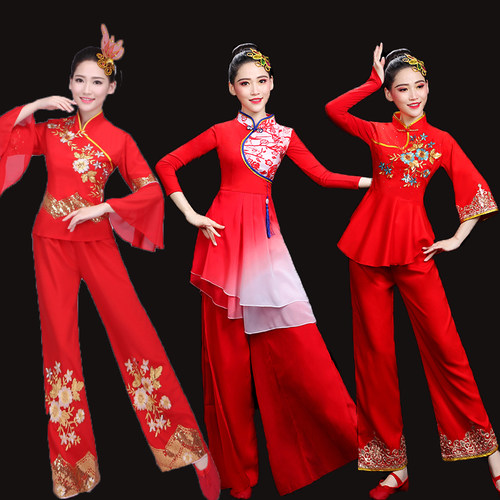 2025新款东北大秧歌服秋冬喜庆广场舞胶州秧歌腰鼓大扇子舞蹈服装 - 图0