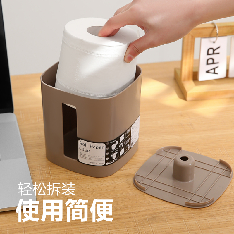日本进口卷纸盒桌面卷纸收纳盒客厅厨房创意纸巾盒车载卫生卷纸架 - 图2