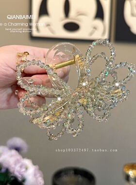 闪亮水晶蝴蝶中号抓夹女闪钻发夹