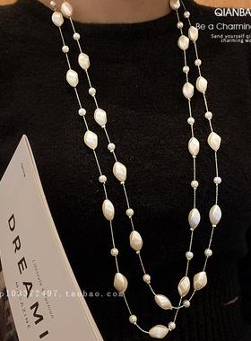 珍珠项链女秋冬款爆款长款毛衣链