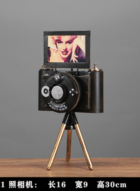 怀旧老式手工铁艺陈列照相机模型
