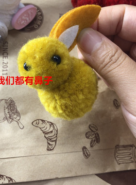 diy和风兔子儿童头绳发圈毛球