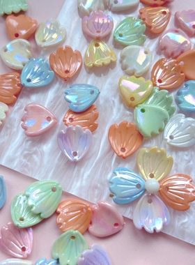 古风透明/实色镀彩花瓣diy手工手链发簪材料耳环吊坠仿玉饰品配件