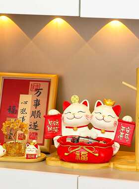 新中式招财猫玄关摆件店铺前台