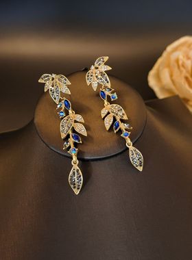 新款个性小众高级感镶钻竹叶树叶