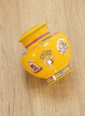 藏传铜制彩绘八吉祥宝瓶