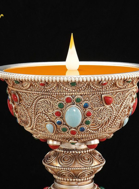 手工掐丝藏式树脂佛前酥油灯