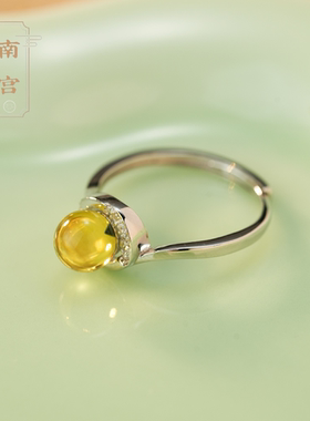 南宫S925银天然蓝珀轻奢戒指