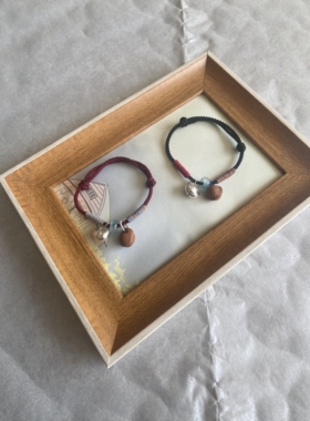 桃核纯银胖福锁朱砂手绳桃木男女本命年闺蜜礼物护身原创国潮风