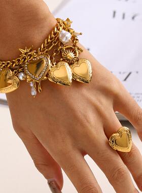 「心之秘语」复古重工爱心吊坠手链埃及李阿姨饰品Heart Bracelet