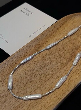 异域风碎银珍珠锁骨链necklace