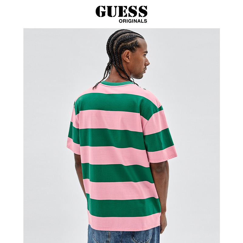 GUESS Originals 男女同款字母个性条纹T恤多巴胺-M2YI54K9XF1 - 图3