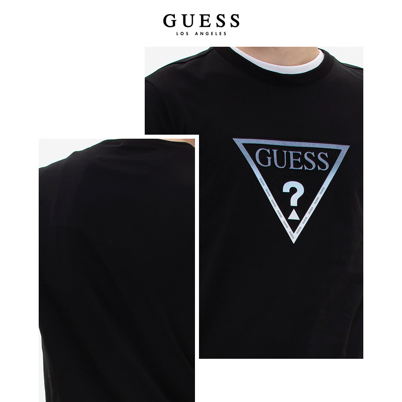 GUESS  男简约宽松字母LOGO重磅圆领短袖T恤上衣-MN2K8406K - 图2