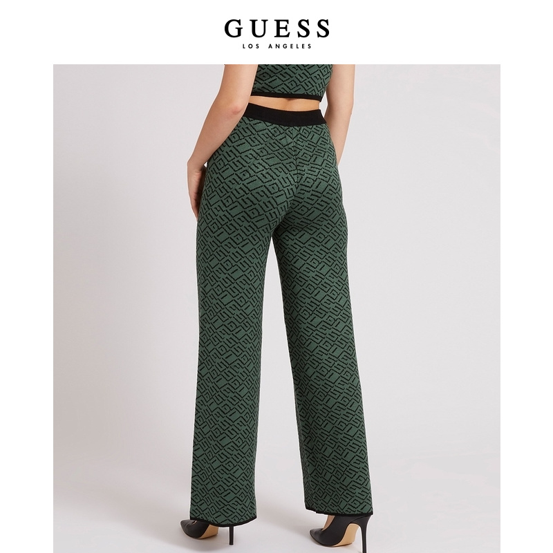 GUESS女士复古高腰宽松阔腿休闲裤-W2BB34Z2YK2 - 图1