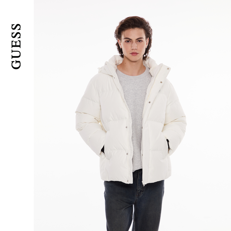 GUESS男女同款简约空气蓬蓬感连帽羽绒服-MO4W9892 - 图3
