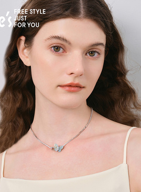 she’s轻奢锆石蝴蝶项链