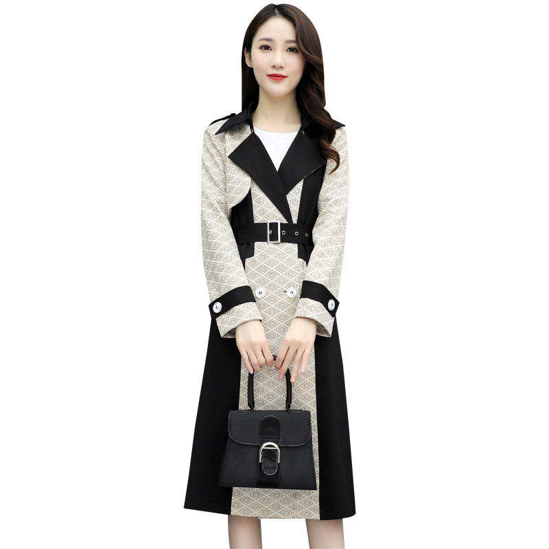 韩版拼接中长款英伦风女装新款风衣 宋妍风衣