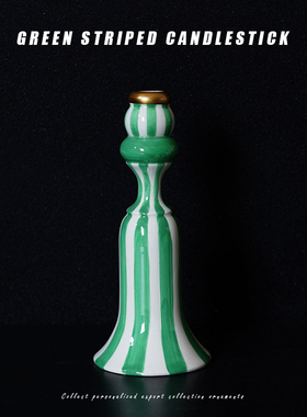 绿色罗马柱造型陶瓷烛台