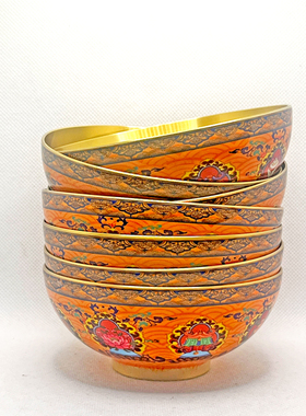 4寸纯铜彩绘八吉祥供水碗圣水杯藏式供具铜制品家居装饰摆件