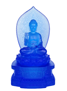 古法琉璃药师七佛坛城日光月光八大菩萨十二神将四大天王整套摆件