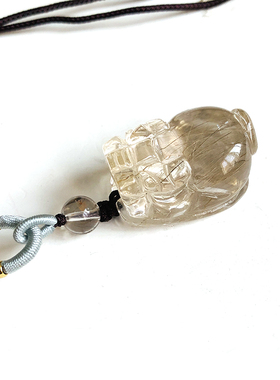 石佑情侣金发晶吊坠貔貅水晶挂坠