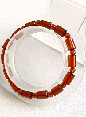 天然女橙红石榴石手链红水晶手串