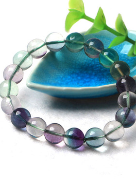 7A级天然彩萤石手链绿