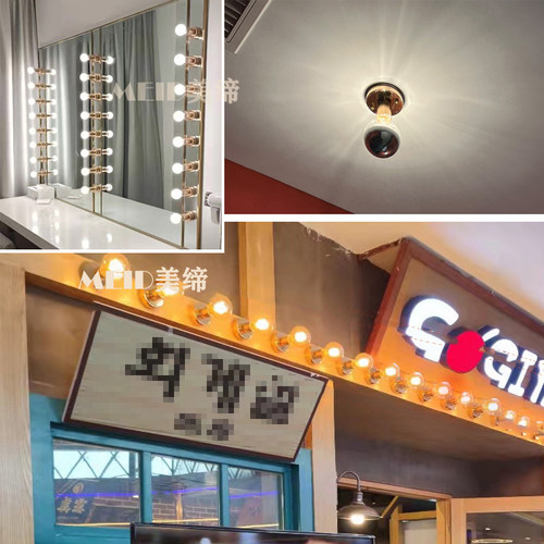 明装灯座E27螺口陶瓷头铁艺个性影楼化妆镜酒店招牌天花装饰灯座 - 图0
