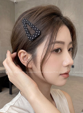 红色格子发夹女边夹前额碎发夹子侧边刘海夹一字夹发卡高级感头饰