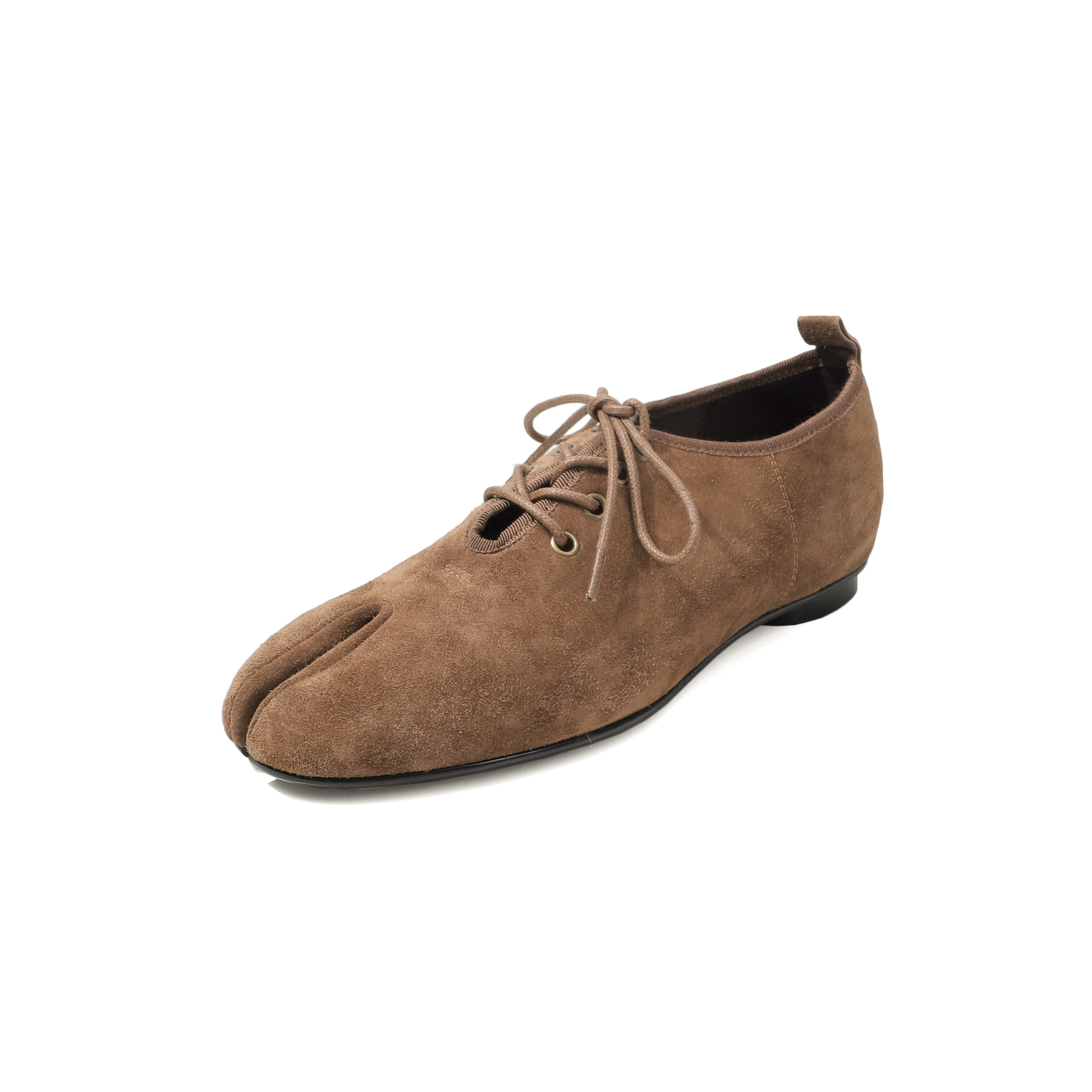 圆圆妈2026春季简约圆头分趾深口系带单鞋休闲百搭内增高牛皮女鞋,淘宝优惠券,粉丝福利购,淘宝优惠卷