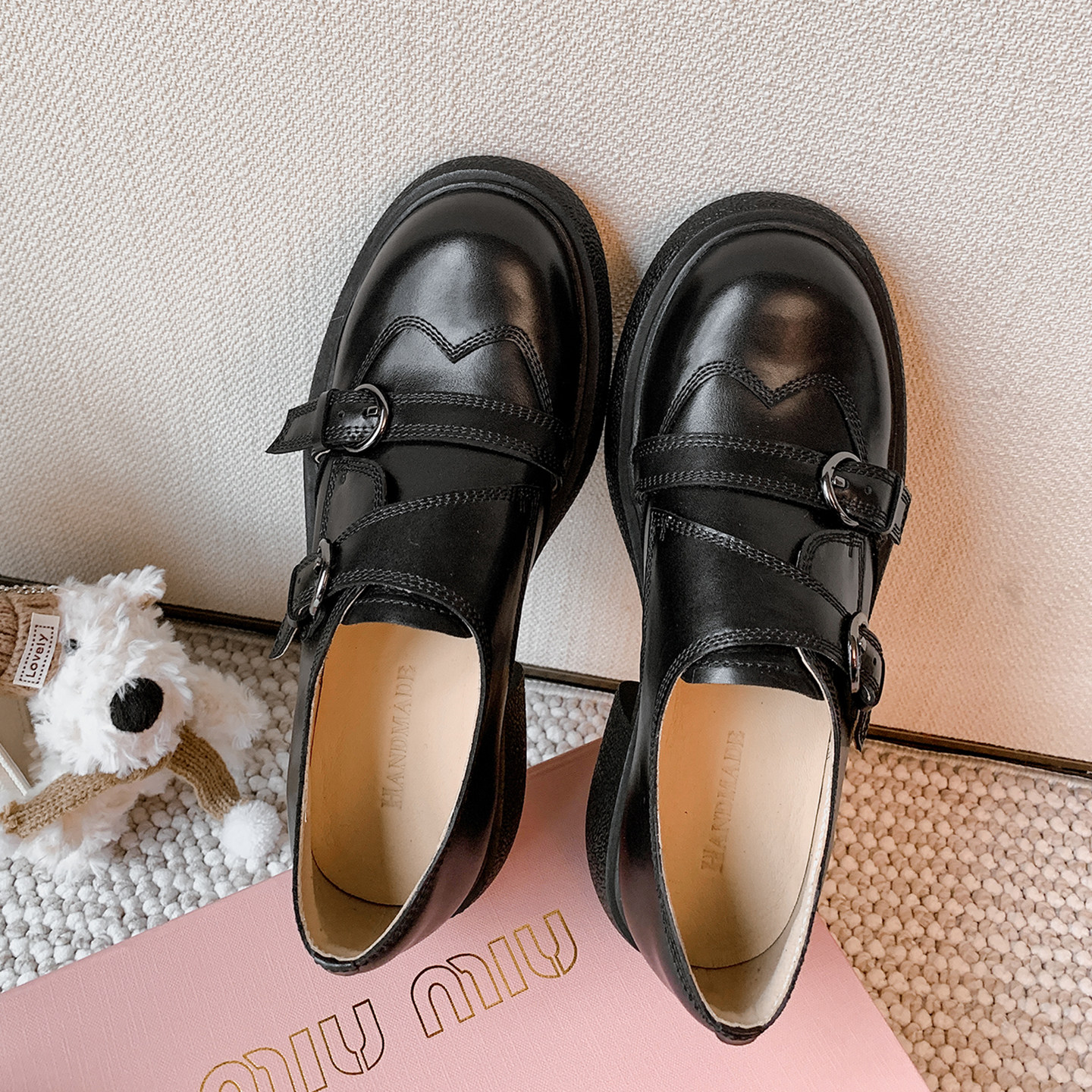 圆圆妈2026春季复古单鞋圆头深口皮带扣套脚休闲百搭粗跟牛皮女鞋,淘宝优惠券,粉丝福利购,淘宝优惠卷