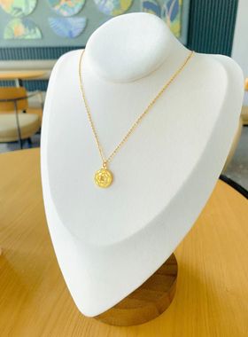 黄金色足银999纯银爱心项链女款轻奢小众设计感锁骨链送女友礼物