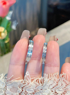 纯银999足银戒指男女复古福字旋转个性纳福创意指环小众设计对戒