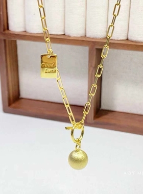 黄金色足银999纯银项链女款轻奢小众设计感锁骨链送女友闺蜜礼物