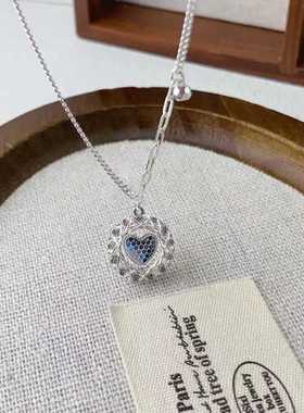 黄金色足银999纯银织梦网玫瑰花吊坠项链女气质百搭高级镂空设计