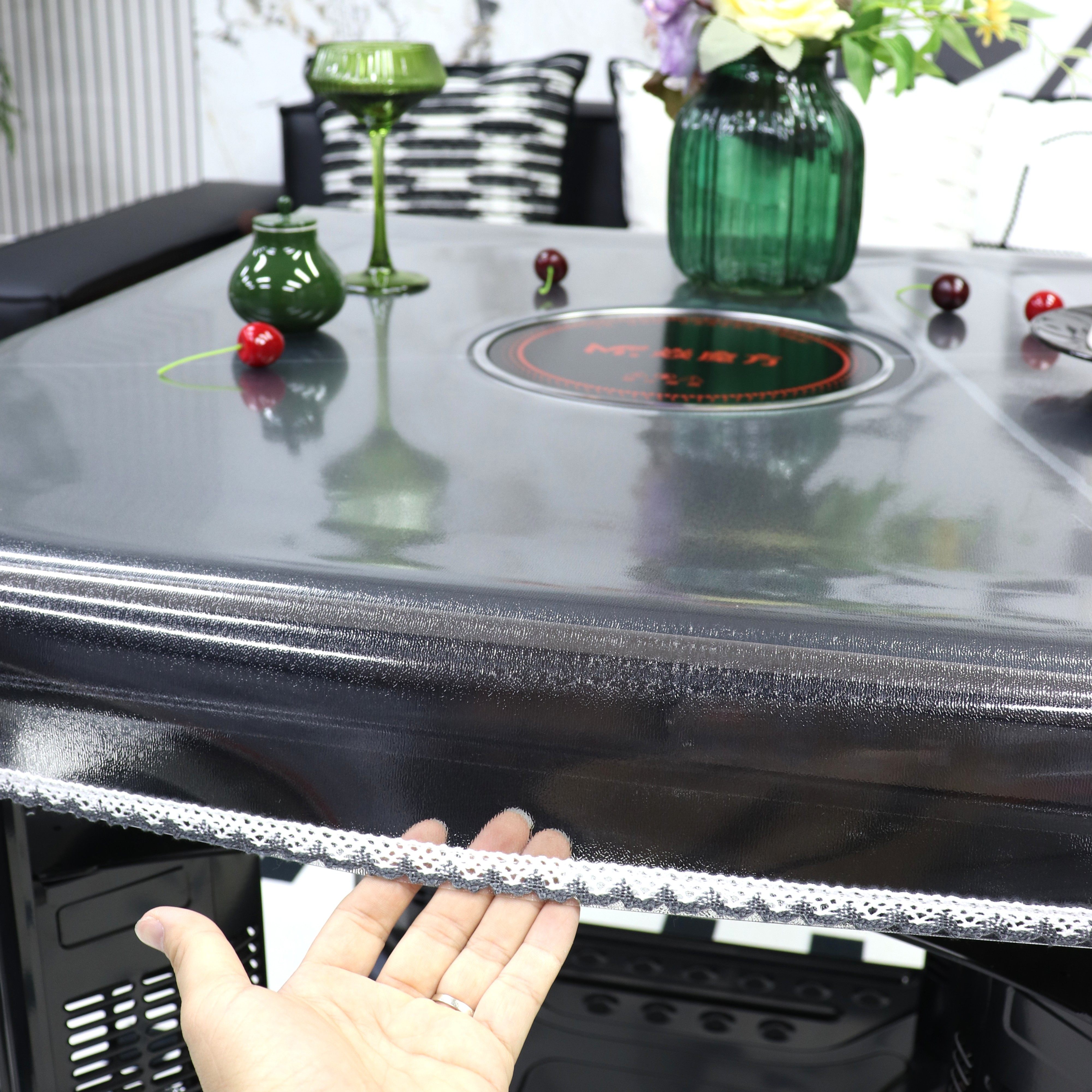 开孔透明皮罩正方形防水防油磨砂桌布耐高温烤火桌罩套长方形加厚,淘宝优惠券,粉丝福利购,淘宝优惠卷