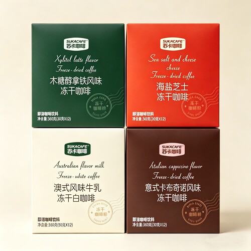 苏卡冻干咖啡热销风味卡布奇诺生椰拿铁多口味提神条装办公速溶粉 - 图1