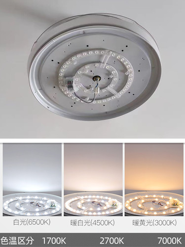 吊扇灯LED替换吸顶灯圆形改造灯板变光灯片灯芯磁吸光源遥控风扇 - 图2