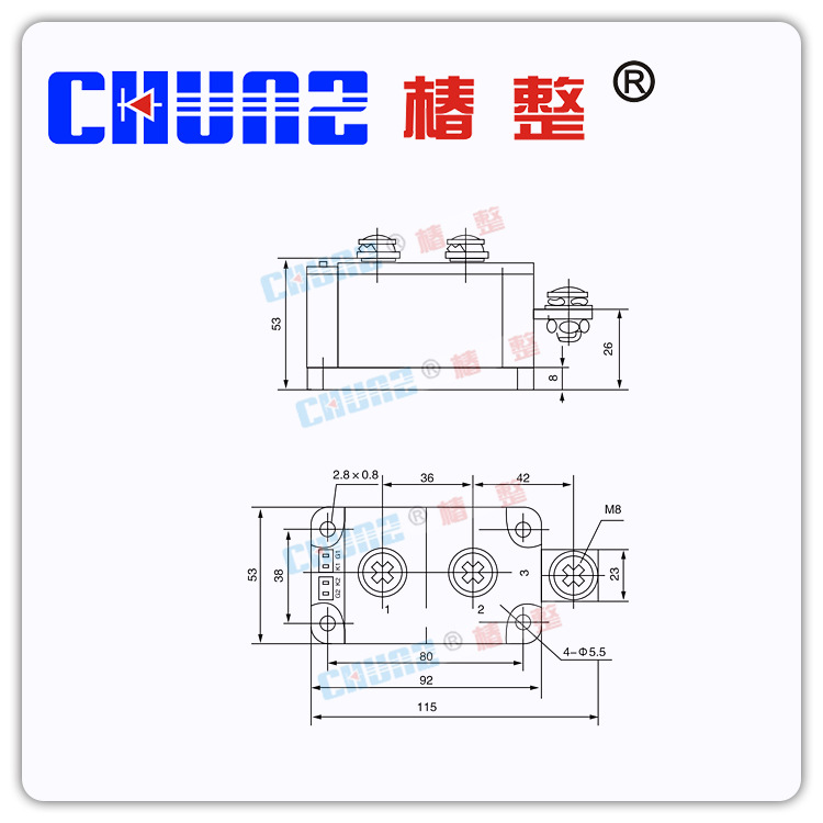 上海椿整 可控硅模块 MTC200A1600V大型 晶闸管模块 MTC200A-16 - 图2