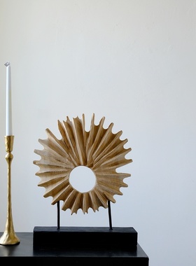 文艺木质桌面扇贝造型摆件民宿装饰品