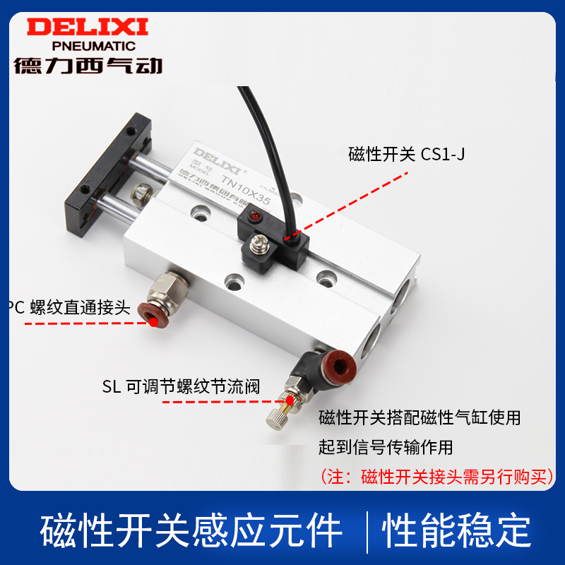 TDA16/20双轴双杆气缸大推力TN25X10X30X40X50X70100小型气动气缸 - 图1