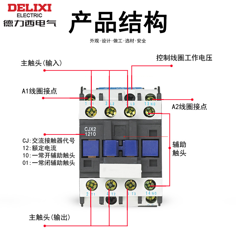 德力西交流接触器220V单相CJX2-1210 1810 3210 6511 95三相380V