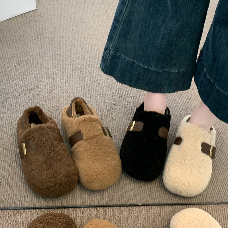 厚底勃肯鞋女2025新款秋冬季加绒保暖棉鞋一脚蹬懒人毛毛鞋豆豆鞋,淘宝优惠券,粉丝福利购,淘宝优惠卷